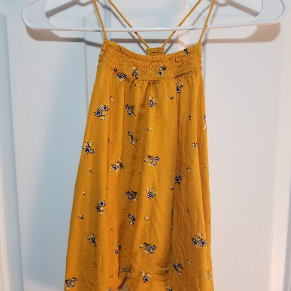 Mustard Floral Razor Back Tank Top